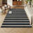 Striped Area Rug for Kitchen Laundry Room, 5 X 7 Ft, Black Beige