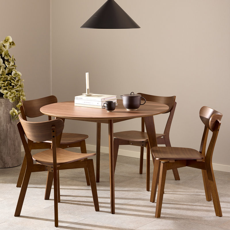 4 - Person Dining Set, Brown, Walnut, 76cm H x 120cm W x 120cm D