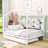 Wooden House Bed with Twin Size Trundle and Shelves-1610203024-1610203027