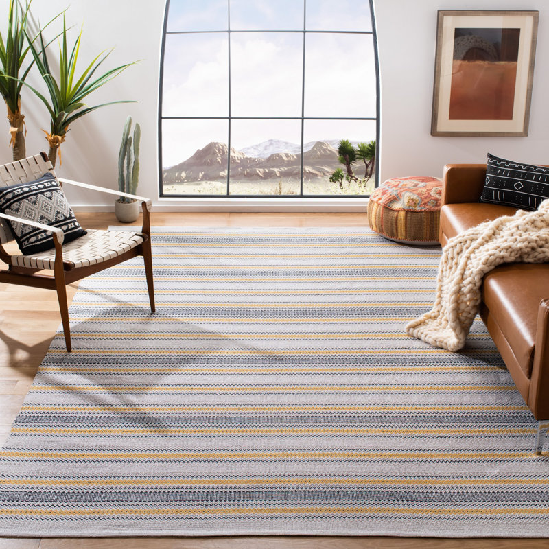 Montauk Hand Woven Cotton Striped Rug, Rectangle 6' x 9'