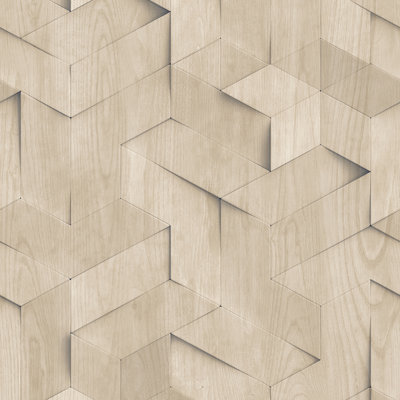 Papier peint illusion géométrique Woodblock