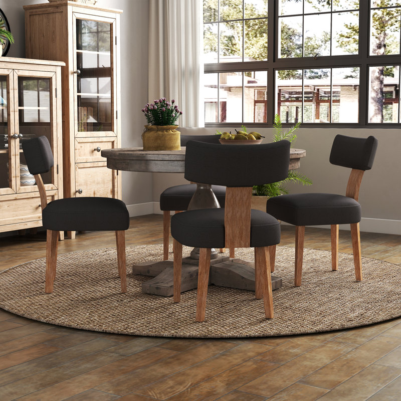 5-Piece Dining Set Mid-Century Modern Wooden Table & Upholstered Chair Set For Home, Kitchen, Dining Room, Coffee