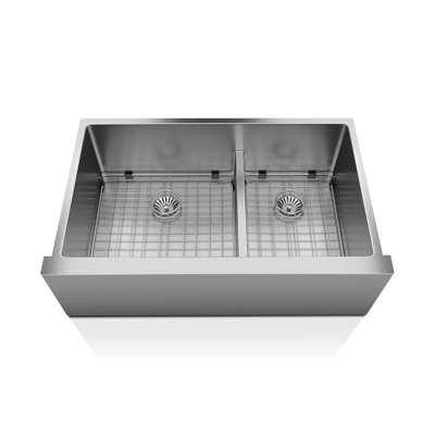 Affordable Luxury 33'' L Double Bowl Stainless Steel Kitchen Sink