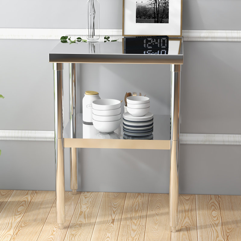 Stainless Steel Commercial Work Table, Prep Table with Undershelf for Kitchen Restaurant Hotel, 34" H x 24" L x 24" W