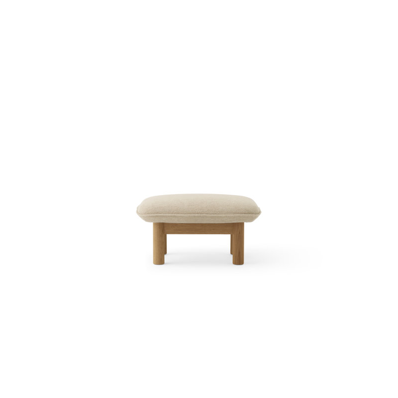 Brasilia Ottoman, Bouclé 02 Acrylic, Natural Oak