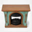 Foyer électrique autoportant MGO de 101,6 cm (40 po) avec des colonnes sculptées en forme de feuilles, aucun assemblage requis – Finition bicolore chêne clair et vert menthe-264367099-264367102