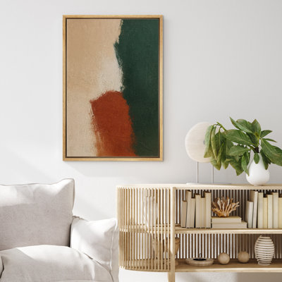 Green, Rust and Beige Abstract Art – Pictures Framed Canvas Print Wall Art