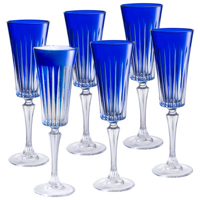 Colored Champagne Flute Glasses - Purple Toasting  Flute Glass - Set of 6 -  7 oz -Made in Europe