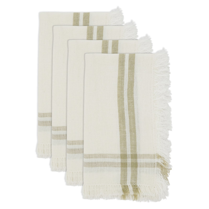 Serviette rectangulaire à rayures 50% coton - 50% lin Bastian Collection