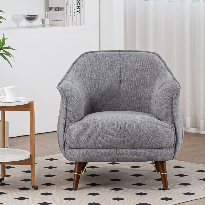 Chaise avec accoudoirs Modern Modern, fauteuil rembourré en tissu durable pour le salon, la chambre à coucher, pieds en bois massif, gris