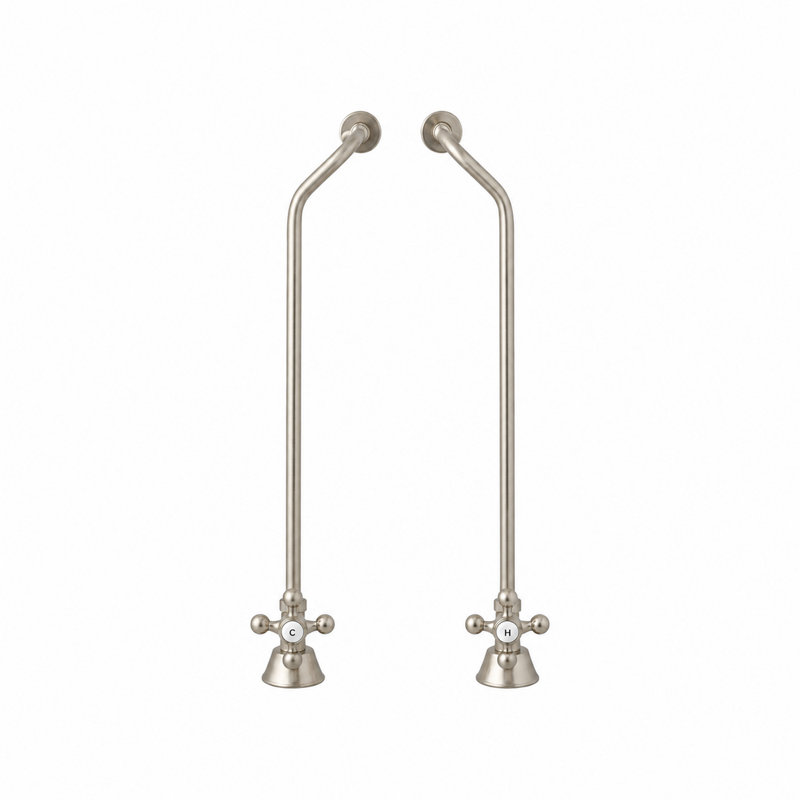 Ensemble d'alimentation de baignoire avec double tubulure décalée, Nickel mat