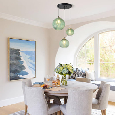 3-Light Glass Globe Pendant Light Kitchen Island