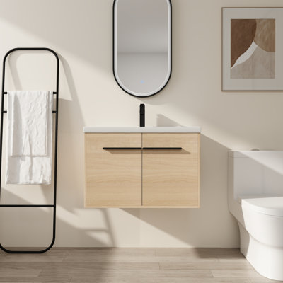 Meuble-lavabo 30 po avec lavabo en résine - Armoire et rangement modernes