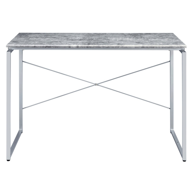 Industrial Desk Arrangement, Rectangular Robust Wooden Top Stable Metal Sled Base Unit Inspired Writing Formation Desktop Component