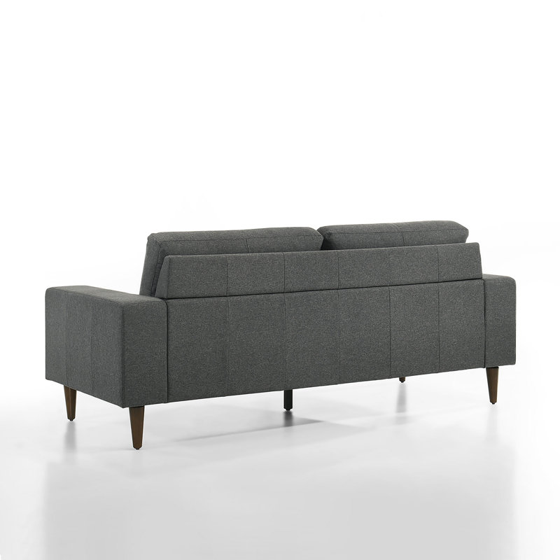 Canapé Vile, polyester gris 79 pouces, pieds en bois massif fuselé classique