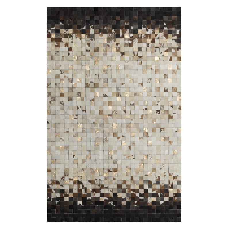 Verona Cowhide Geometric Area Rug, Rectangle 9' x 12'