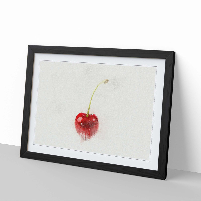 Lone Cherry in Abstract - Picture Frame Graphic Art Print, 35cm H x 50cm W x 2cm D, Black