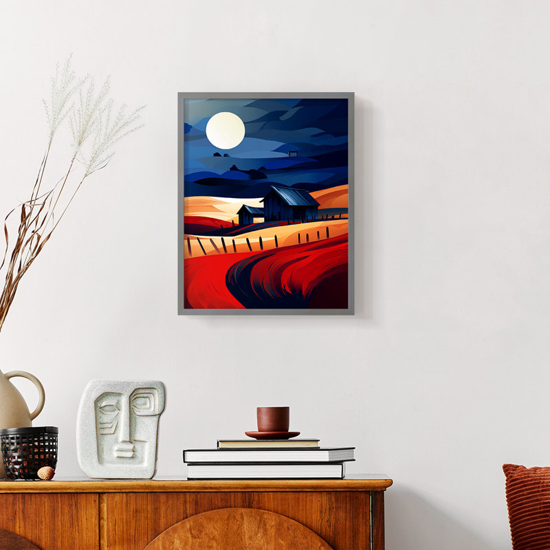 Paysages série CXIV - reproduction encadrée de qualité supérieure - prête à être accrochée - aucun clou requis