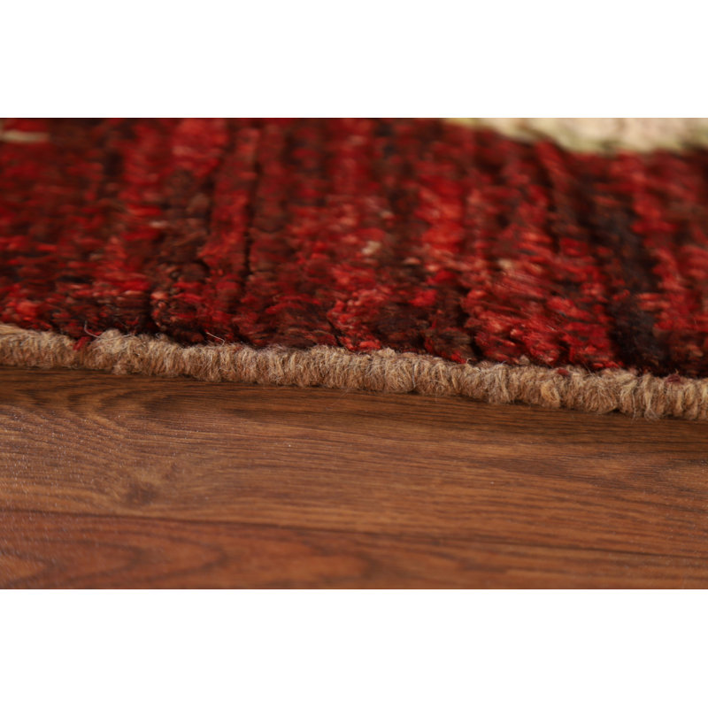 Tapis rouge rouge en laine noué à la main 3 x 10