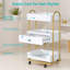 Chariot de salon blanc avec 3 plateaux et 1 tiroir-125382713