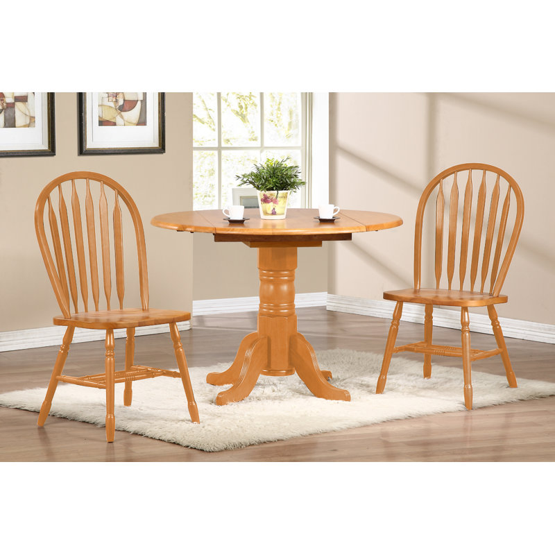Ashelman Solid Wood Top Pedestal Dining Set, Light Oak, Light Oak, Light Oak