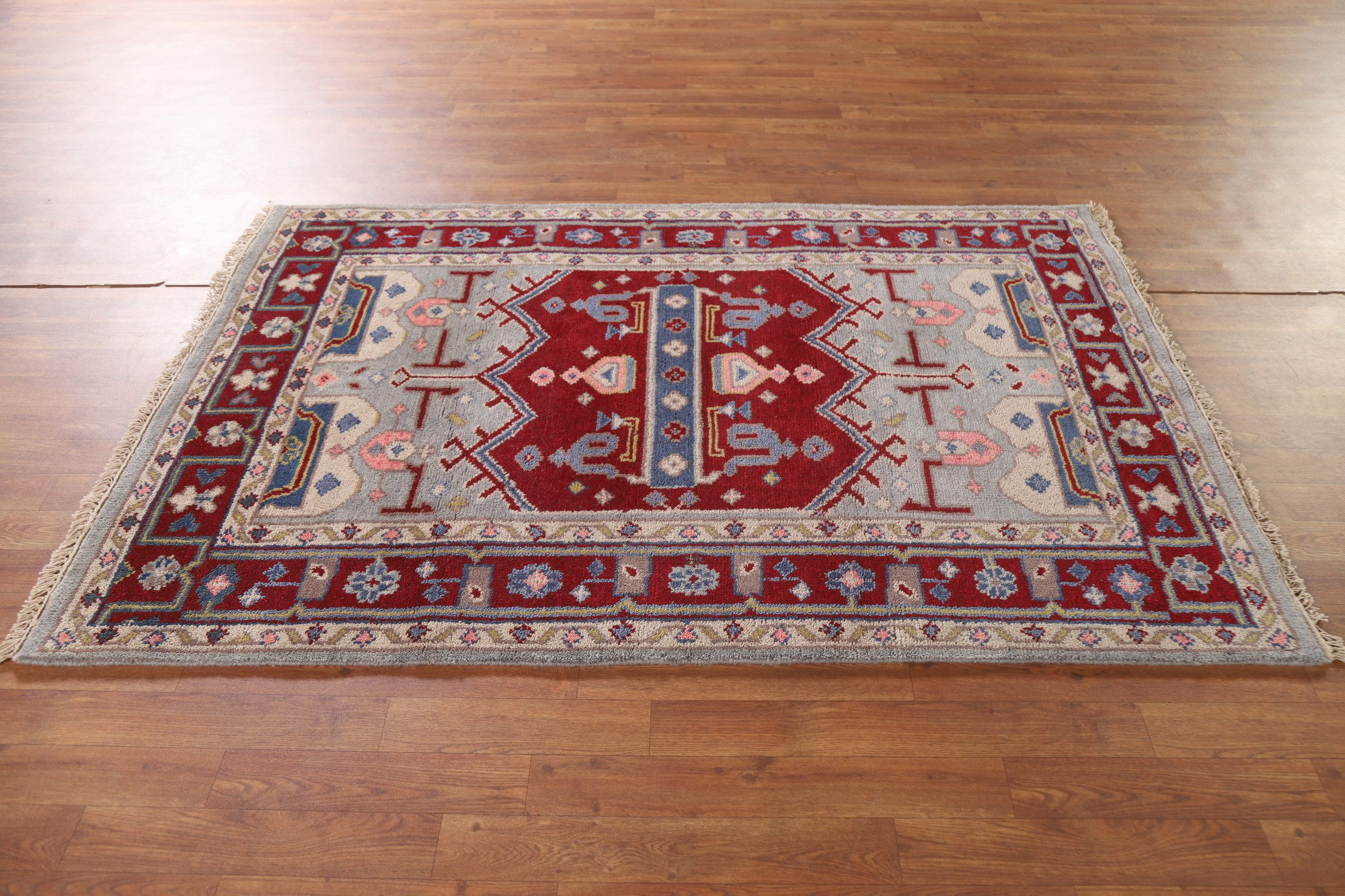 India Rug Red Bloomsbury Market Gray & Red Traditional Indian Wool Rug 4x6 | Wayfair