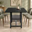 Table de salle à manger moderne en bois d'ingénierie noir avec rangement, 180 x 90 cm.-185409045