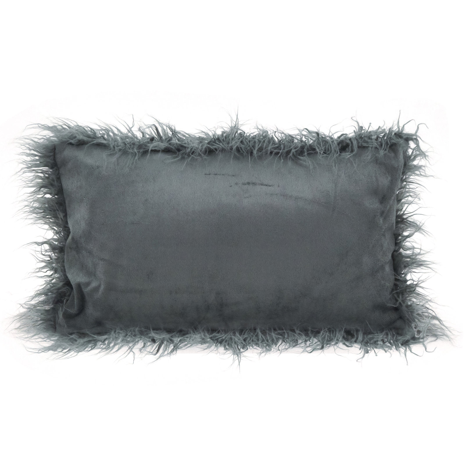 Faux Fur Lumbar Throw Pillow, Ice Blue, 12"H x 20"W