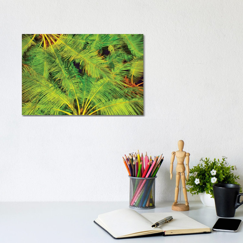 Dancing Palm Fronds 1 Piece Wall Art on Canvas, 20.32cm H x 30.48cm W x 1.91cm D, Wrapped Canvas