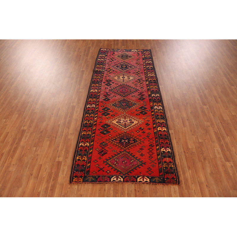 Tapis de couloir rose tribal traditionnel 4 x 10