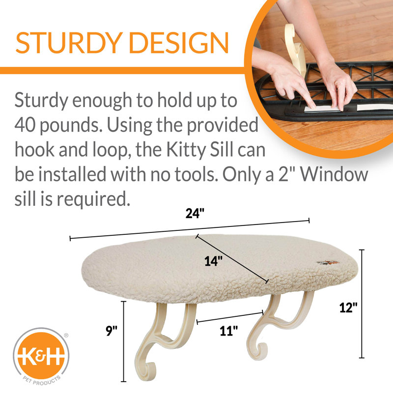 Perchoir pour chat 9'' Kitty Sill, Non chauffé, Imprimé chat brun clair