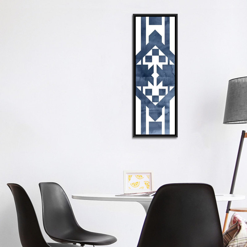 «Geocities IX» par Edward Selkirk, impression sur toile tendue, H 48 po x l 16 po x P 1,5 po, Cadre noir