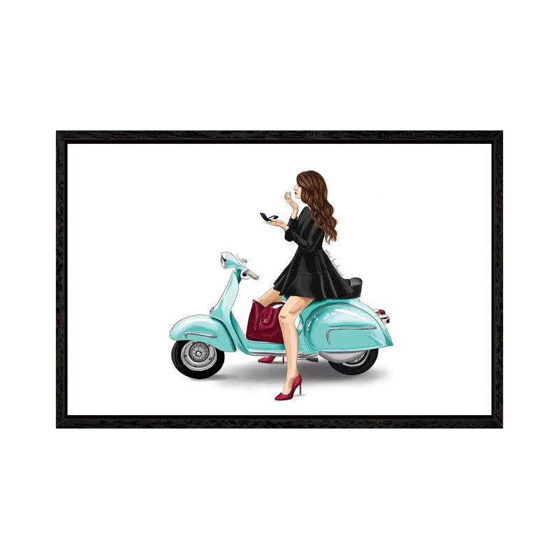 Scooter by Elza Fouche - Painting on Canvas, Black Framed, 45.72cm H x 66.04cm W x 3.81cm D