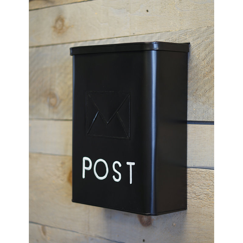 Serena Black Steel Wall Mounted Mailbox with Antique Finish