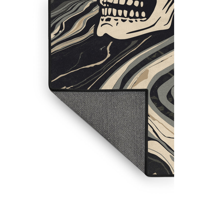 Tapis gris moelleux doux et moelleux Faunce Mictlantecuhtli, 7 x 10