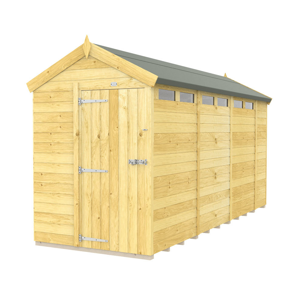 5ft x 14ft Apex Security Shed - Single Door