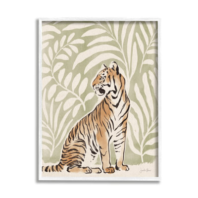 «Gallant Tiger» assis à l'aquarelle à l'encre par Janelle Penner - impression