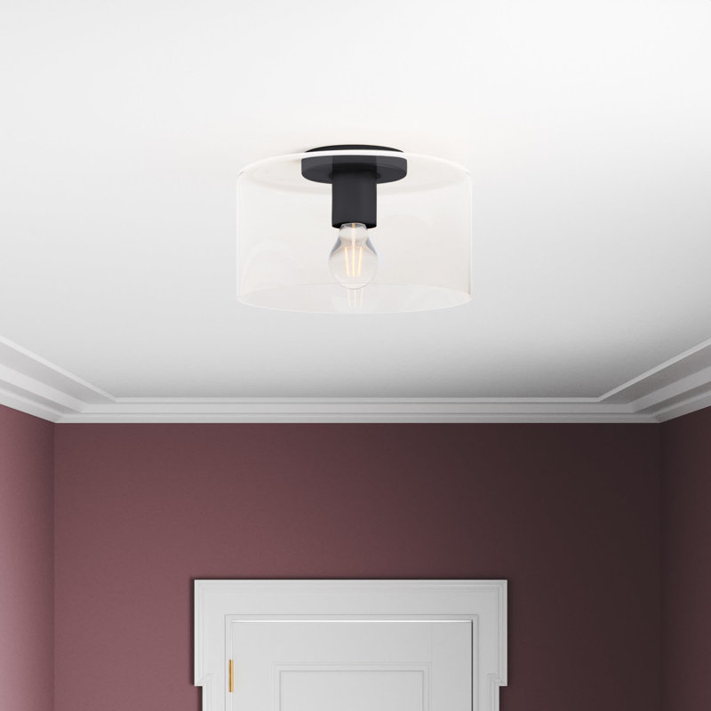 Henri Glass Flush Mount, Matte Black