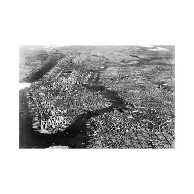 1930s-1940s Aerial View New York City Brooklyn Bronx Queens and Manhattan Island the Hudson and East Rivers 1 Piece Wrapped Canvas Wall Art