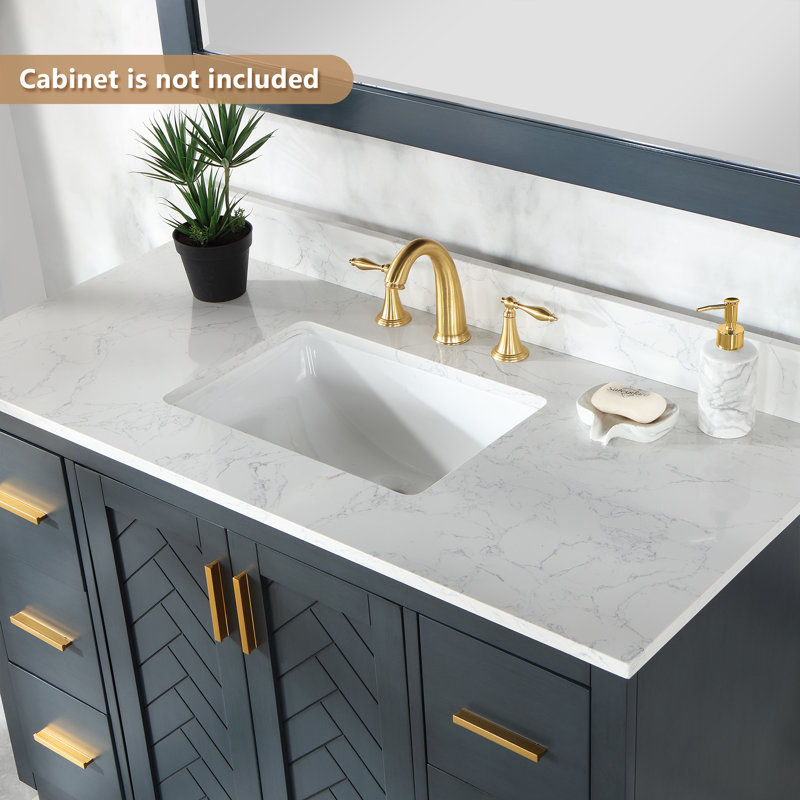 Ceres 49" White Engineered Stone Vanity Top with Sink