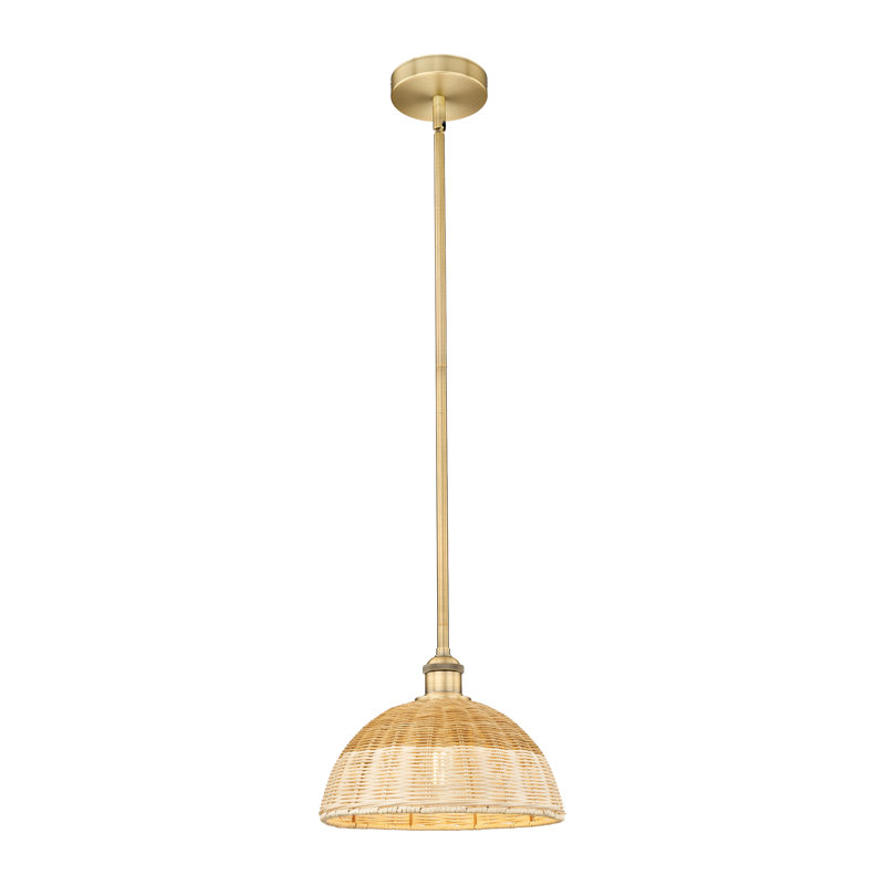 Mini-luminaire suspendu 1 lumière Edison - Bristol Natural II, Laiton brossé, H 13 po x l 11,75 po x P 11,75 po