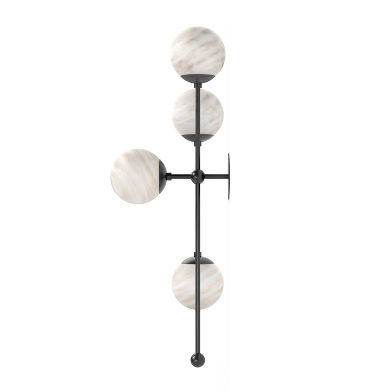 Armstrong 4 - Light Armed Sconce, Black Gunmetal, Marbled Matte