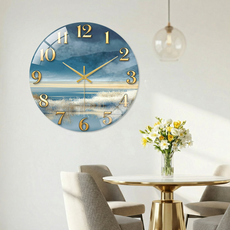 Horloge murale décorative en verre Ocean Landscape, 40 x 40 cm (15,7 x 15,7 pouces)