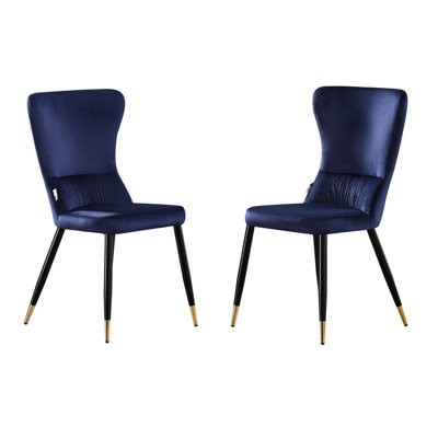 Hartshorne Velvet Dining Chairs - Ergonomic Curved Back with Metal Legs -  Side Chair for Dining Room Kitchen Living Room