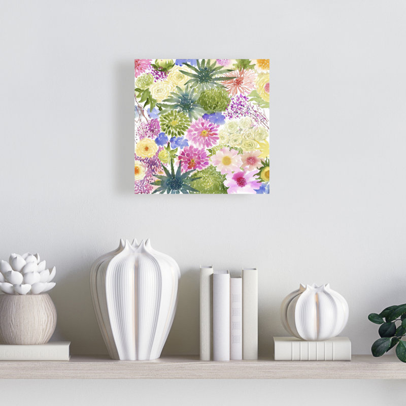 Toile botanique mauve | Ensemble de fleurs exotiques, H 8 po x l 8 po