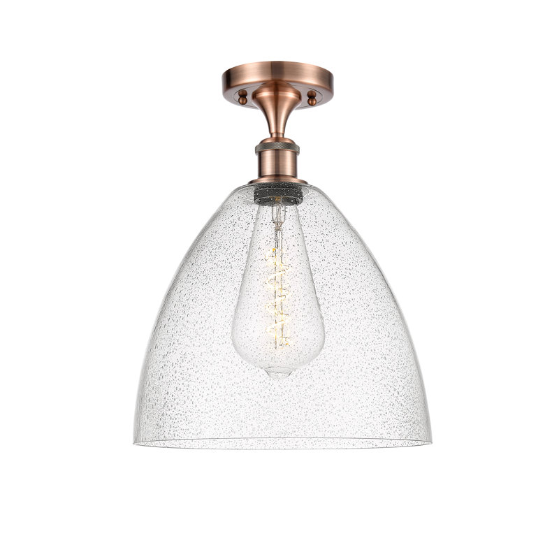 Plafonnier semi-encastré 9 po 1 lumière Amilia, H 14,75 po x l 12 po x P 12 po, Ampoule non incluse, Cuivre antique