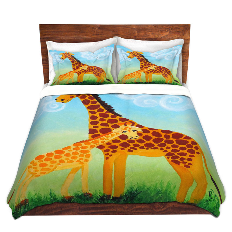  nJoy Art Giraffes Microfiber Duvet Covers, Twin