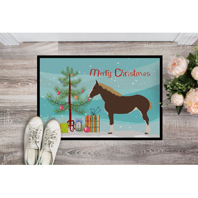 Tapis de noël pour l’extérieur antidérapant percheron cheval