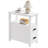End Table with Charging Station, Nightstand Bedside Table with 2 Drawers for Living Room, Bedroom, White-466981120