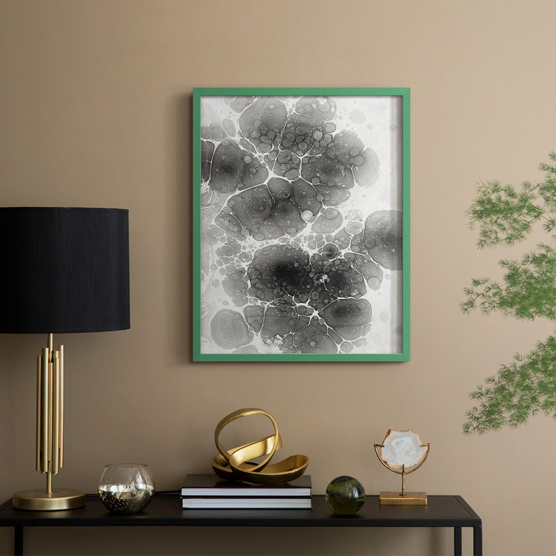 Marbré II, reproduction encadrée - bois massif, H 21 po x l 17 po, Vert